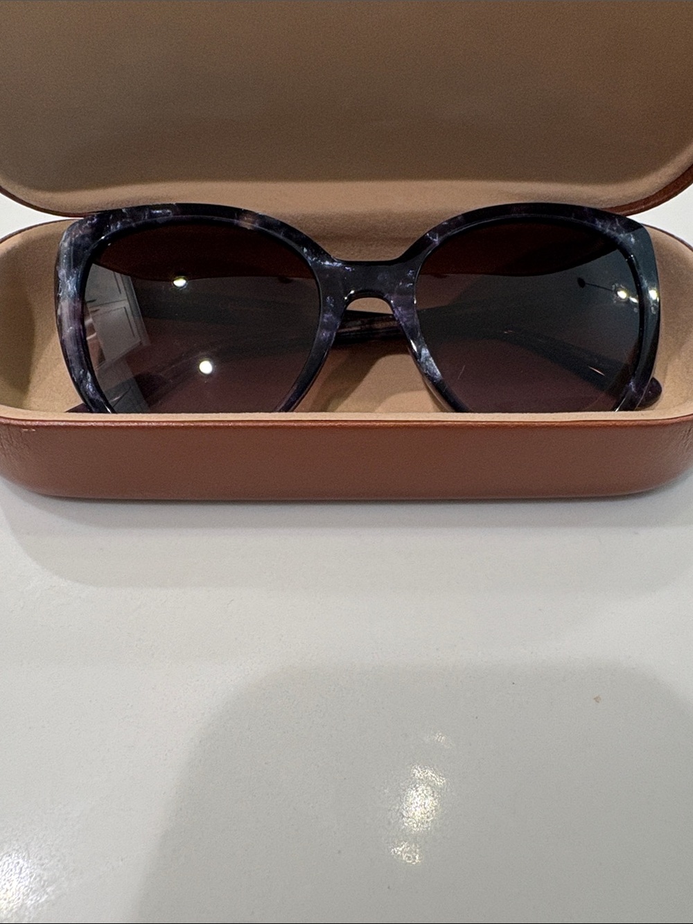 Longchamp women’s blue marble cat eye sunglasses